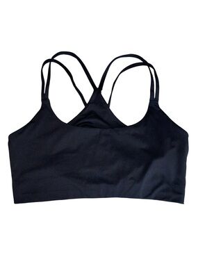 Black Fabletics Strappy Crop Sports Bra, Size 1X/XXL (runs like a medium)